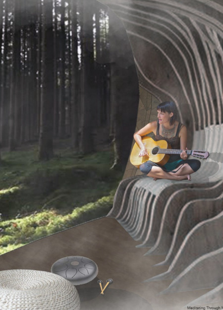 Curvilinear Cabin Crafted from Glulam with Natural Light Integration and Sustainable Design