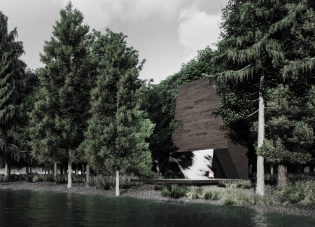 Charred Wooden Shingles Enveloping A Solitary Retreat Designed for Dark Meditation  