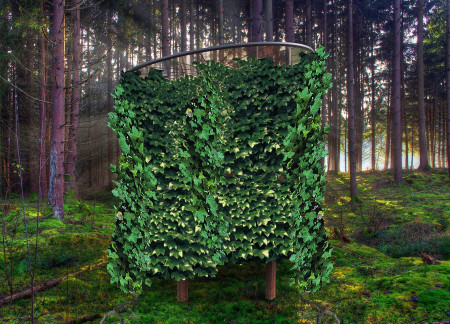 Spiral Structure Crafted with Riga Pine and Glass for Meditation Retreat
