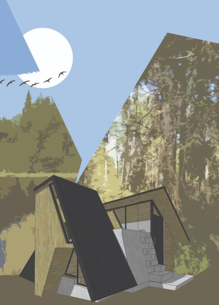 Charred Wooden Shingles and Angled Roofs Form a Contemplative Retreat Amidst Nature  