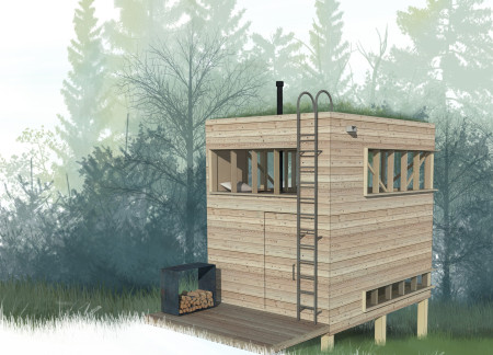 Sensory Retreats Crafted From Douglas Fir and Integrated Green Roofs in Forested Settings