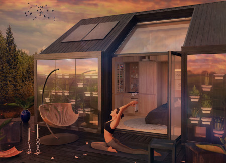 Compressed Straw Panels and Passive Heating Define A Sustainable Forest Retreat