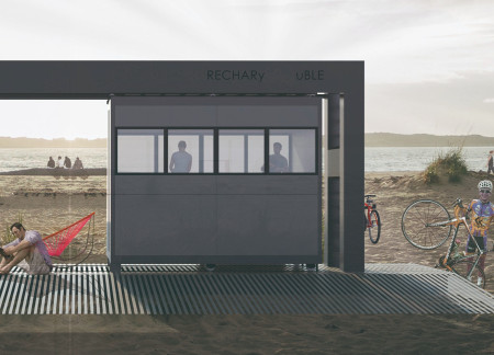 Charred Wooden Shingles and Photovoltaic Integration in A Sustainable Cyclist Shelter