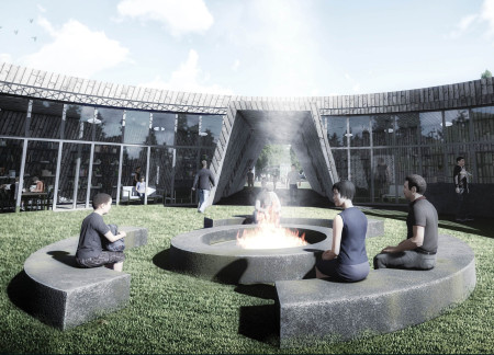 Charred Wooden Shingles and Open-Timber Construction Harmonize With Nature in a Community-Focused Visitor Center