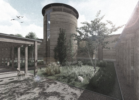 Rammed Earth Retreat with Timber Promenades in a Coastal Woodland Sanctuary