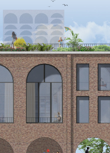 Vertical Gardens and Roman Brick Forge Sustainable Community Living Near Historic Landmarks