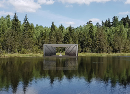 Translucent Polycarbonate Canopy Over Cedar Meditation Spaces Within A Rural Landscape  