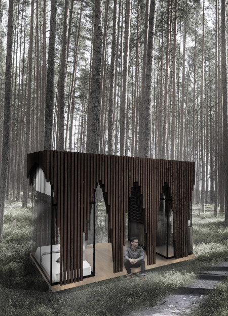 Sunlit Spaces with Arched Ceilings and Timber Slats Nestled in Latvian Forest