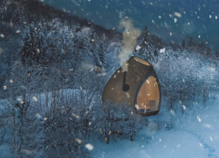 Curved Plywood Retreat Embracing Natural Light Through Organic Design  