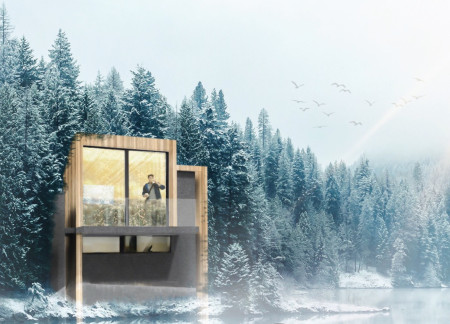 Charred Wooden Shingles and Cross-Laminated Timber Panels Create Harmonious Living Amidst Nature  