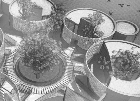 Charming Circular Huts Crafted From Local Brick and Natural Wood Elements for Community Engagement