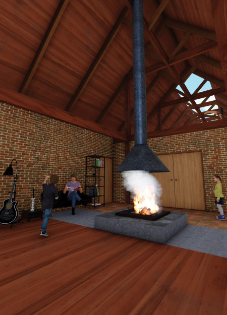 Charred Wooden Shingles and Cross-Braced Architecture Create a Versatile Community Retreat