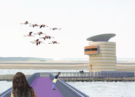 Rammed Earth Walls and Modular Aluminum Walkways Enhancing Ecological Observation in a Desert Wetland