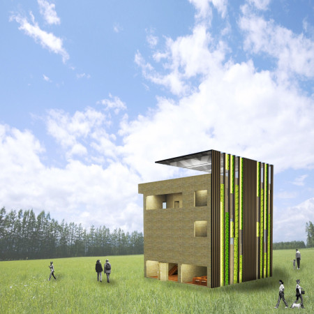 Creative retreat featuring earthy wood tones and durable aluminum façade in a serene natural setting