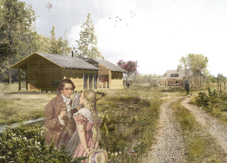 Charred Wooden Shingles and Nature-Inspired Materials Define Sustainable Community Retreat