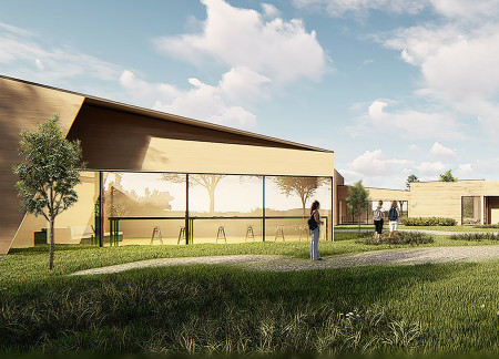 Charred Wooden Shingles and Natural Ventilation in a Thoughtfully Integrated Community Space  