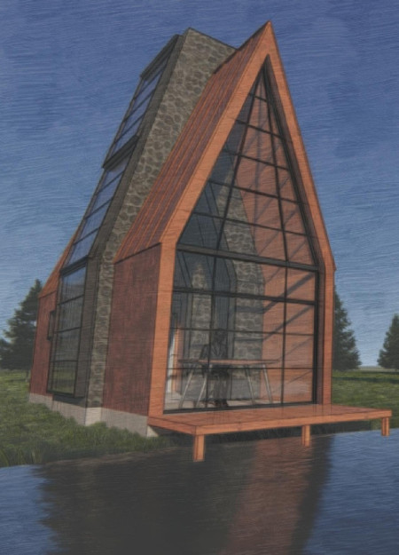 Charred Sea Stone Retreat Emphasizing Passive Solar Design and Natural Textures