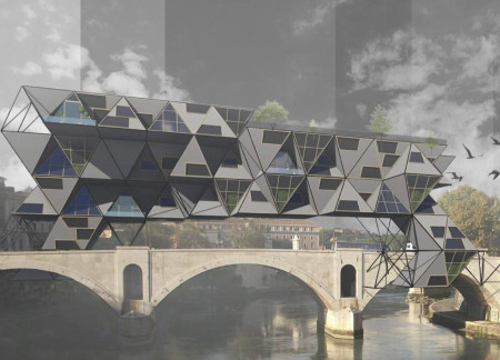 Residential Development Featuring Steel Framework and Natural Wood Elements Reimagines Urban Living within Historic Bridges