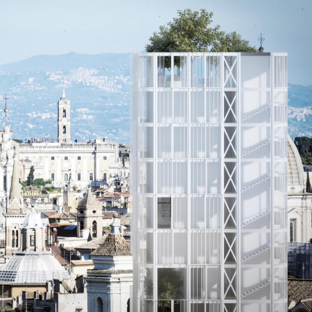 Elevated Green Spaces Enclosed in Translucent Glass and Steel Framing