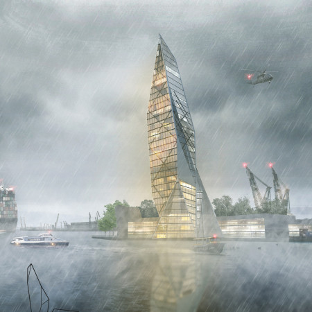 Charred Wood Facade and Glass Integration Create A Multifunctional Community Hub in A Dynamic Urban Waterfront