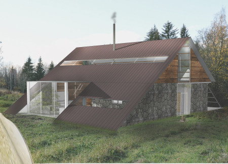 Triangular Roofs and Local Stone Constructed Retreat Emphasizing Community and Nature  