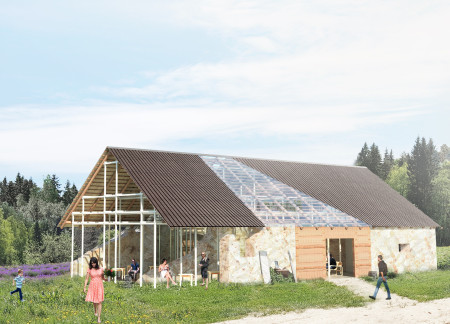 Charred Wooden Shingles and Cross-Laminated Timber Panels Create an Inviting Community Space