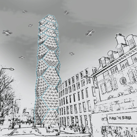 Twisting Honeycomb Structure Featuring Photovoltaic Panels and Rainwater Harvesting In a Vibrant Urban Context