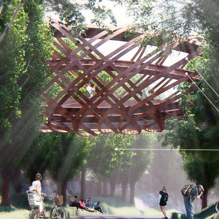 Recycled PVC Crafting A Curved Pedestrian Connection Within Natural Landscapes