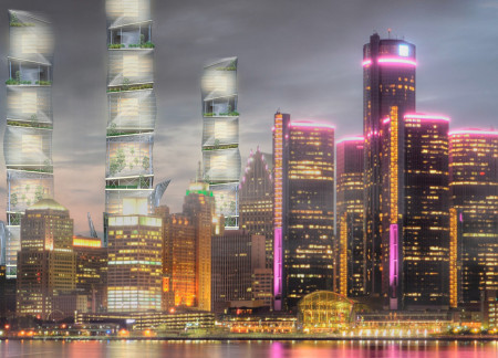 Vertical Gardens Enhanced by Composite Facades in a Community-Centered Skyscraper