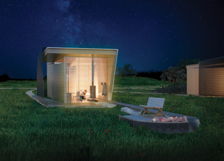 Perforated Steel Facades and Cedar Accents in Modular Living Environments