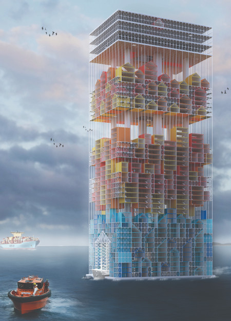 Floating Community Built With Modular Hexagonal Structures and Eco-Friendly Materials