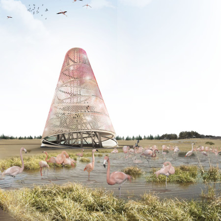 Iridescent Terracotta Viewing Platform Nestled in Abu Dhabi Wetlands