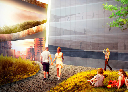Charred Wooden Shingles and Reinforced Concrete Create an Inclusive Urban Hub