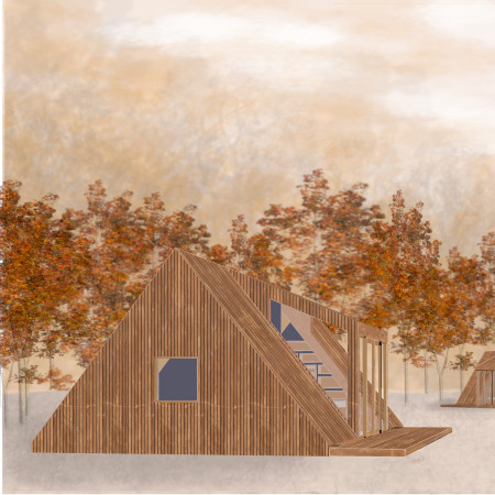 Cross-Laminated Timber Panels and Charred Wood Design in a Nature-Integrated Retreat  