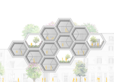 Hexagonal Modules Crafted From Bamboo and 3D Printed Elements for Sustainable Urban Living  