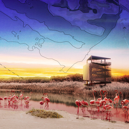 Bamboo Screening and Corten Steel Elevate Wildlife Observation in Sustainable Eco-Tourism Structure