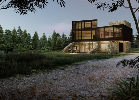 Charred Wooden Shingles and Reclaimed Wood Create a Sustainable Retreat Overlooking Lake Bezdibene