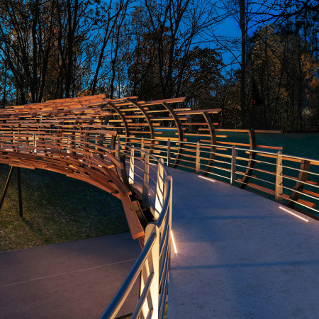 Curved Cross-Laminated Timber Ribs Enhancing Pedestrian Connectivity in a Forested Landscape