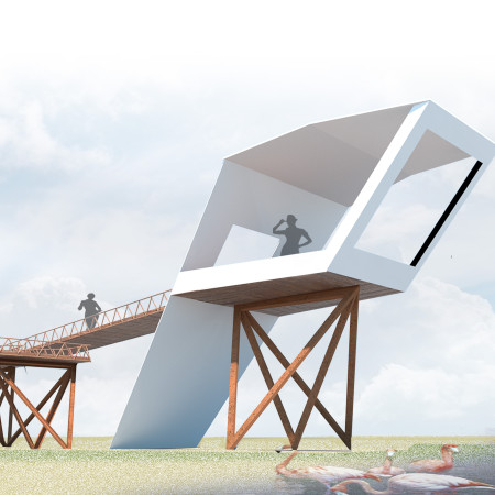 Sculptural Observation Tower Featuring Carbon Fiber and Timber Integrating Wildlife Experience