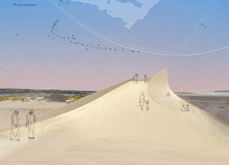 Biocement Structures Blending With Coastal Dunes Through Curvilinear Forms  