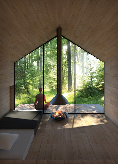 Charred Wooden Shingles and Cross-Laminated Timber Create Serene Retreat Focused on Wellness