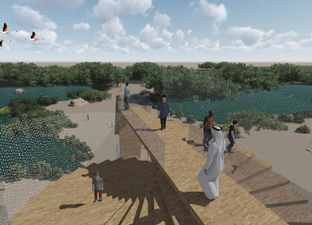 Spiral Observation Tower Made With Cross-Laminated Timber and Recycled Steel in Wetland Reserve  