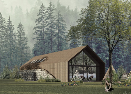 Charred Wooden Shingles and Vertical Gardens in a Community Retreat Designed for Mindfulness