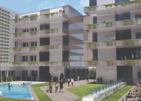 Vertical Greenery and Transparent Facades in a Community-Centric Residential Hub