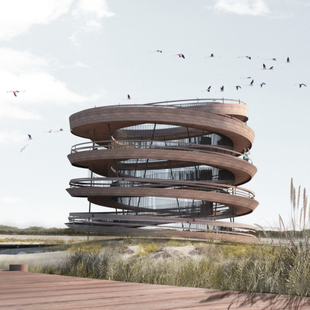 Spiral Viewing Platform Crafted from Sustainable Timber and Steel Within Ecological Wetland Reserve