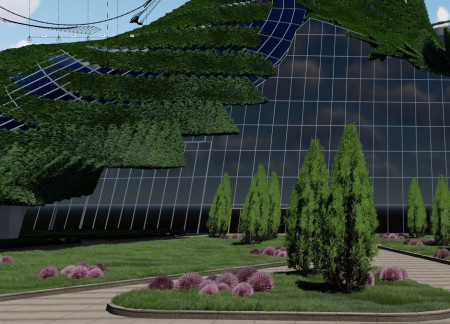 Aerodynamic Glass Facade Integrated With Vertical Greenery in Istanbul's Urban Hub  