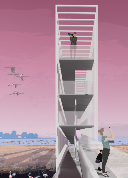 Elevated Observation Structure Crafted from Steel and Timber for Enhanced Wildlife Engagement