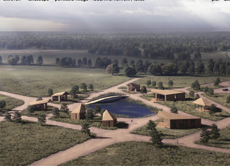 Natural Wood Huts Enhanced With Straw Thatching Create A Reflective Community Retreat  