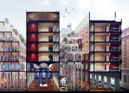 Biophilic Living Spaces With Reclaimed Brick Arches and Adaptive Wood Facades  