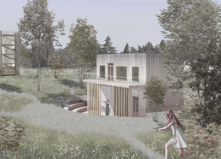 Elevated Walkways and Charred Wooden Shingles in Sustainable Community Living  